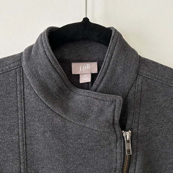J Jill Charcoal Gray Cotton Terry Knit Zip Jacket - Picture 6 of 16